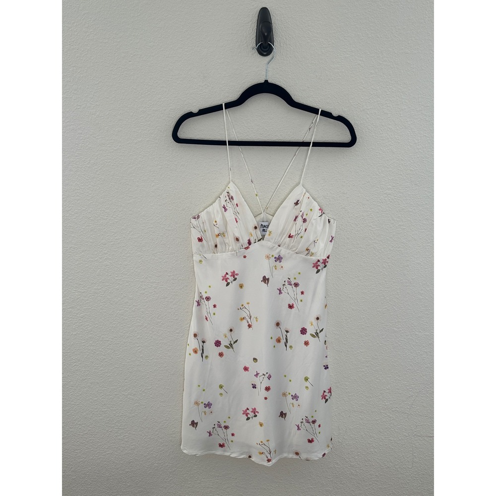Princess Polly White Floral Slip Dress Ruched Sweetheart Camisole Cami Size 8
